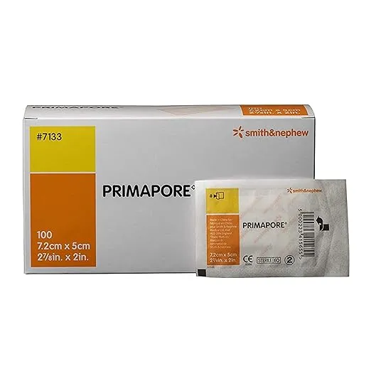 Smith+Nephew PRIMAPORE◊ Peripheral IV Adhesive Dressing, Adhesive Non-Woven Island Dressing, Absorbent Wound Dressing Pads, Sterile Wound Care Products, Pack of 20 (11 3/4 x 4 inches),White