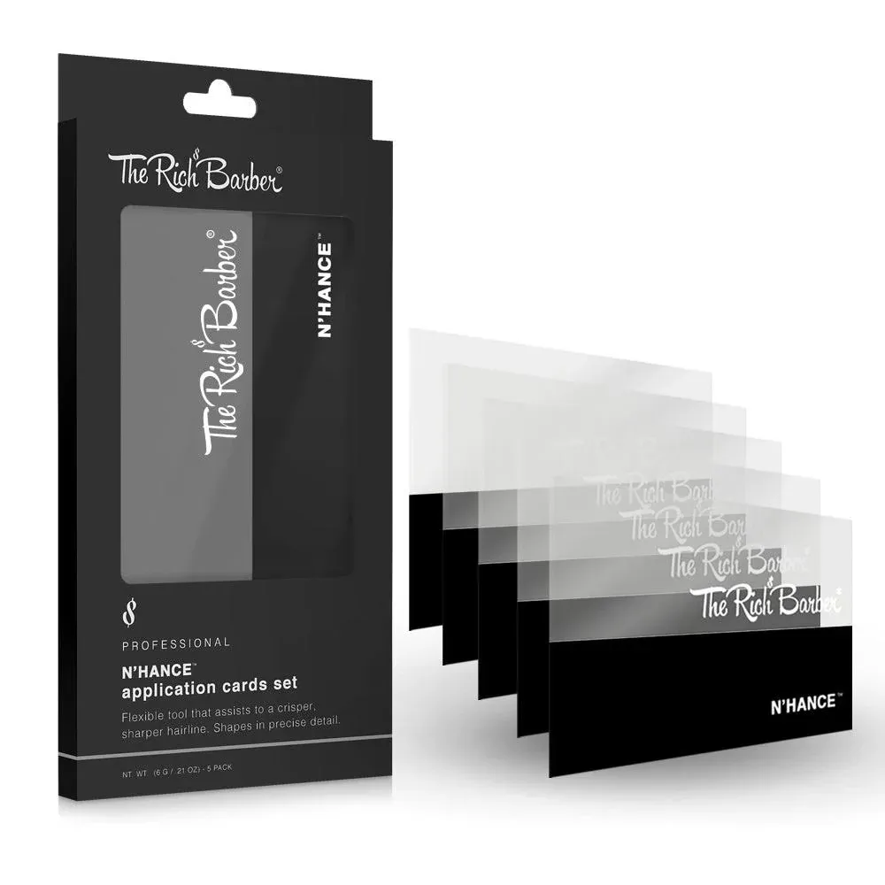 The Rich Barber N'Hance Hair Building Fiber Application Cards, 5 Pack - Hairline Line Up & Enhancement Applicator Tool - Works with All Hair Building Fibers - For Barbers & Personal Use