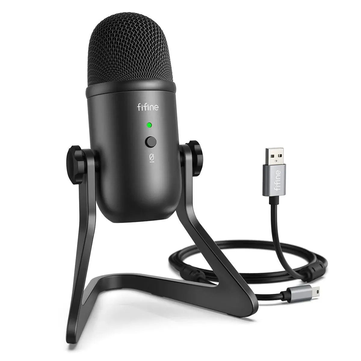 FIFINE USB Podcast Microphone for Recording Streaming, Condenser Computer Gaming Mic for PC Mac PS4. Headphone Output&Volume Control, Mic Gain Control, Mute Button for Vocal, YouTube. (K678)