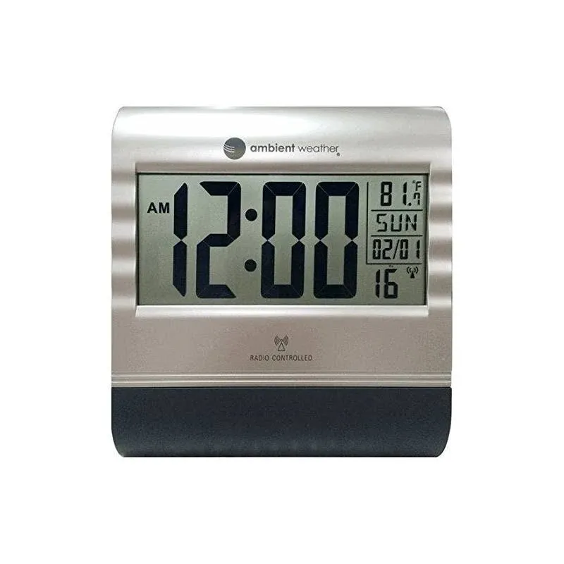 Wall Clock Digital Temperature Atomic Desk Wall Mount Large LCD RC-9362