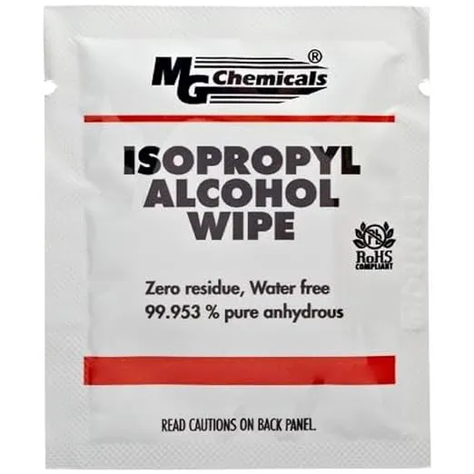 mg Chemicals 824-WX25 Isopropyl Alcohol Wipes