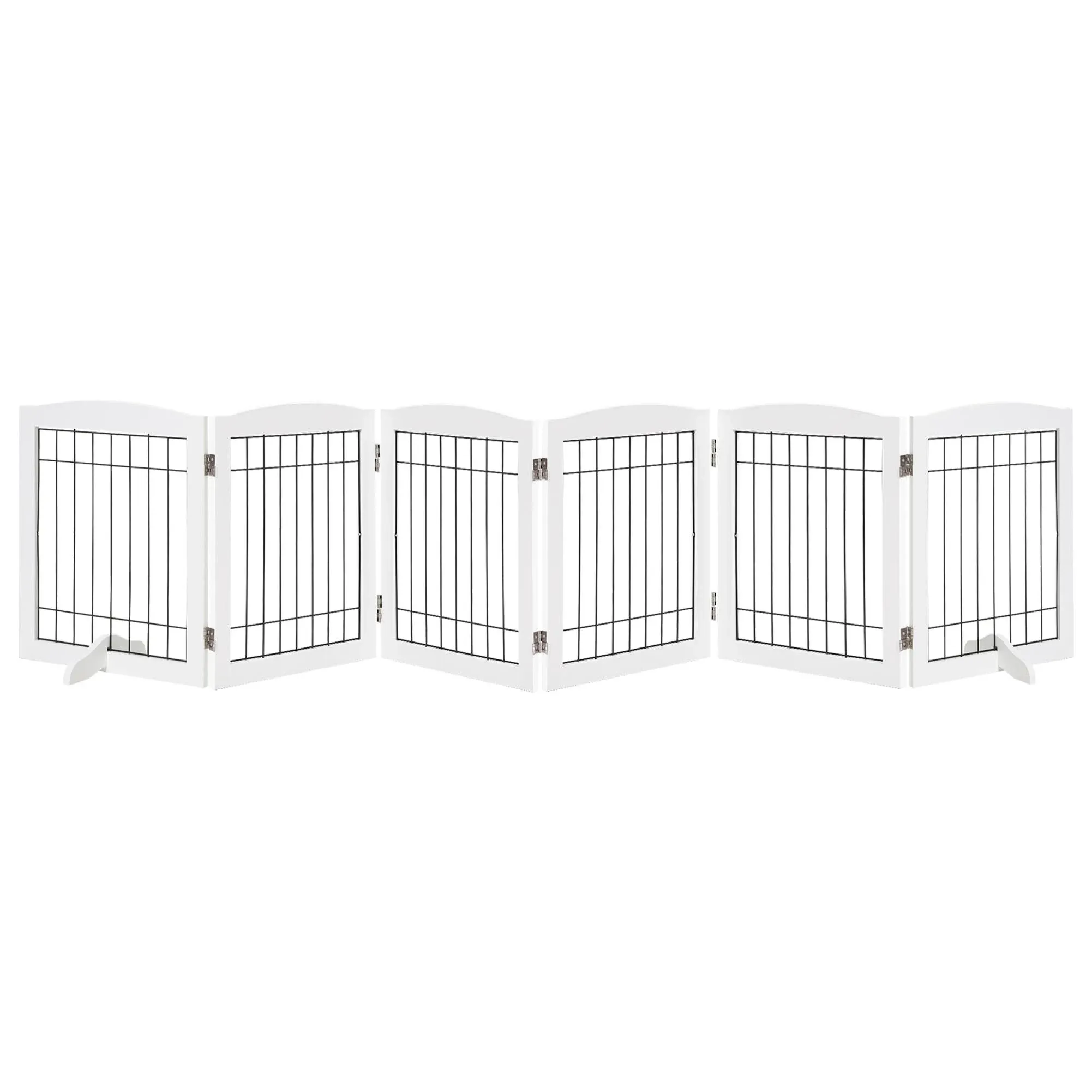 LZRS Solid Hardwood Pet Gate, Freestanding Wire Pet Gate, Foldable Stair Barrier ...