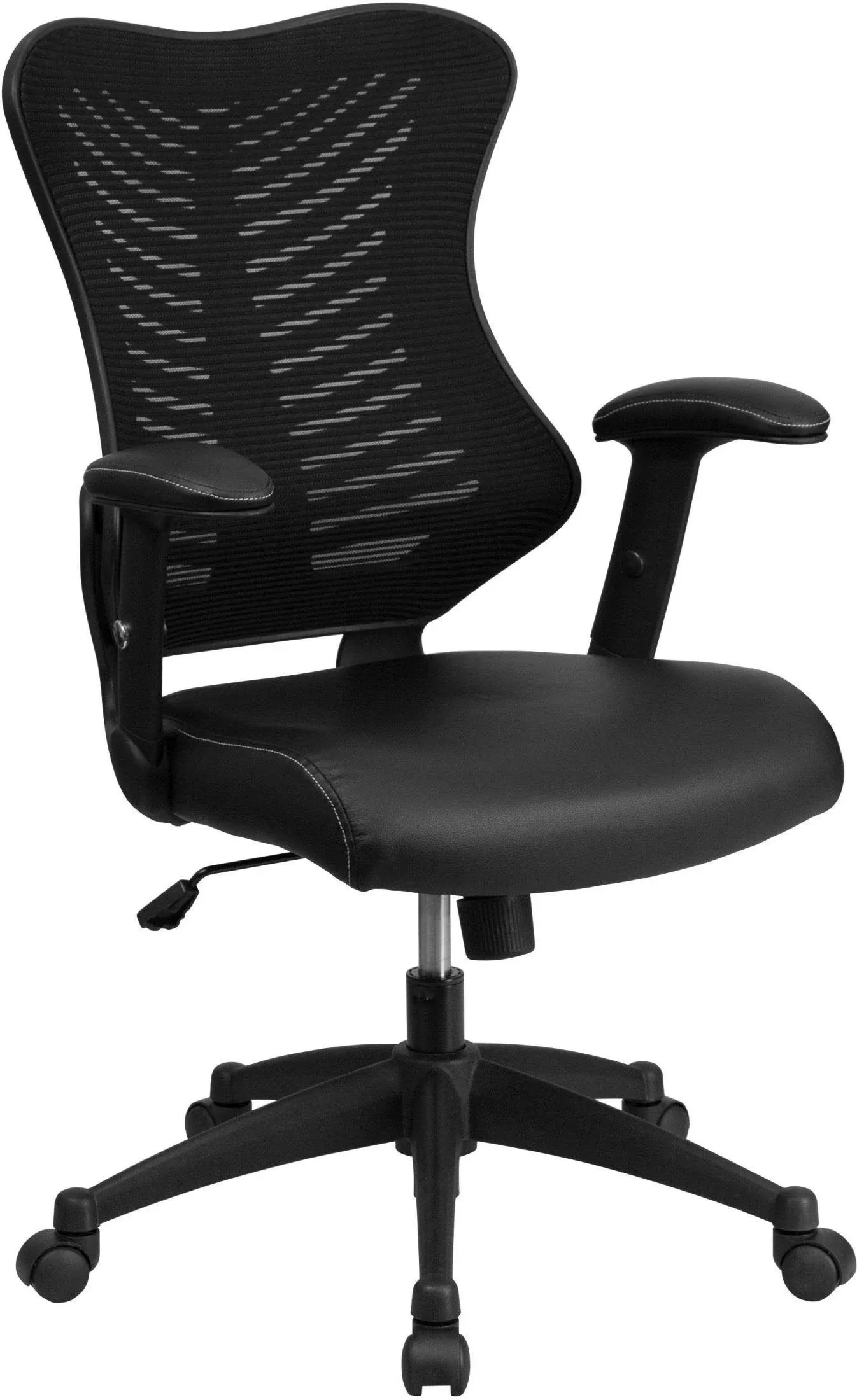 Flash Furniture High Back Black Designer Mesh Executive Swivel Office Chair with Leather Padded Seat