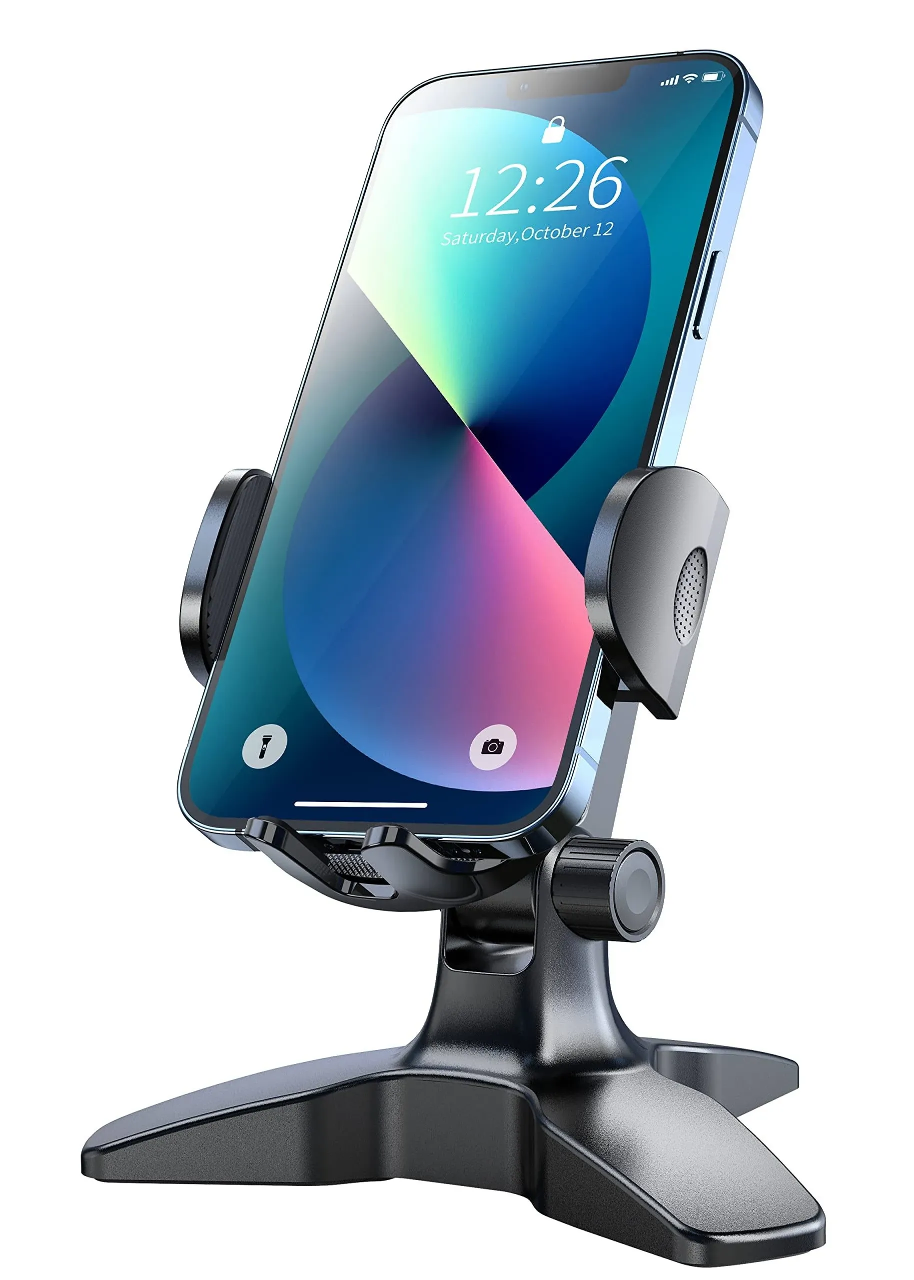 APPS2Car Cell Phone Stand for Desk Adjustable Desktop Phone Stand Thick Case Friendly Cellphone Holder Desk Heavy Duty Phone Cradle for Video Recording Office Home Compatible with 4.7-6.8” Smartphone