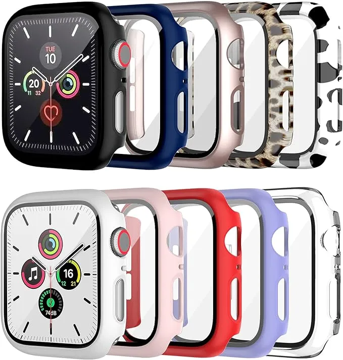 YITING 10 Pack Case for Apple Watch Series 3/2/1 38mm with Tempered Glass Screen ...