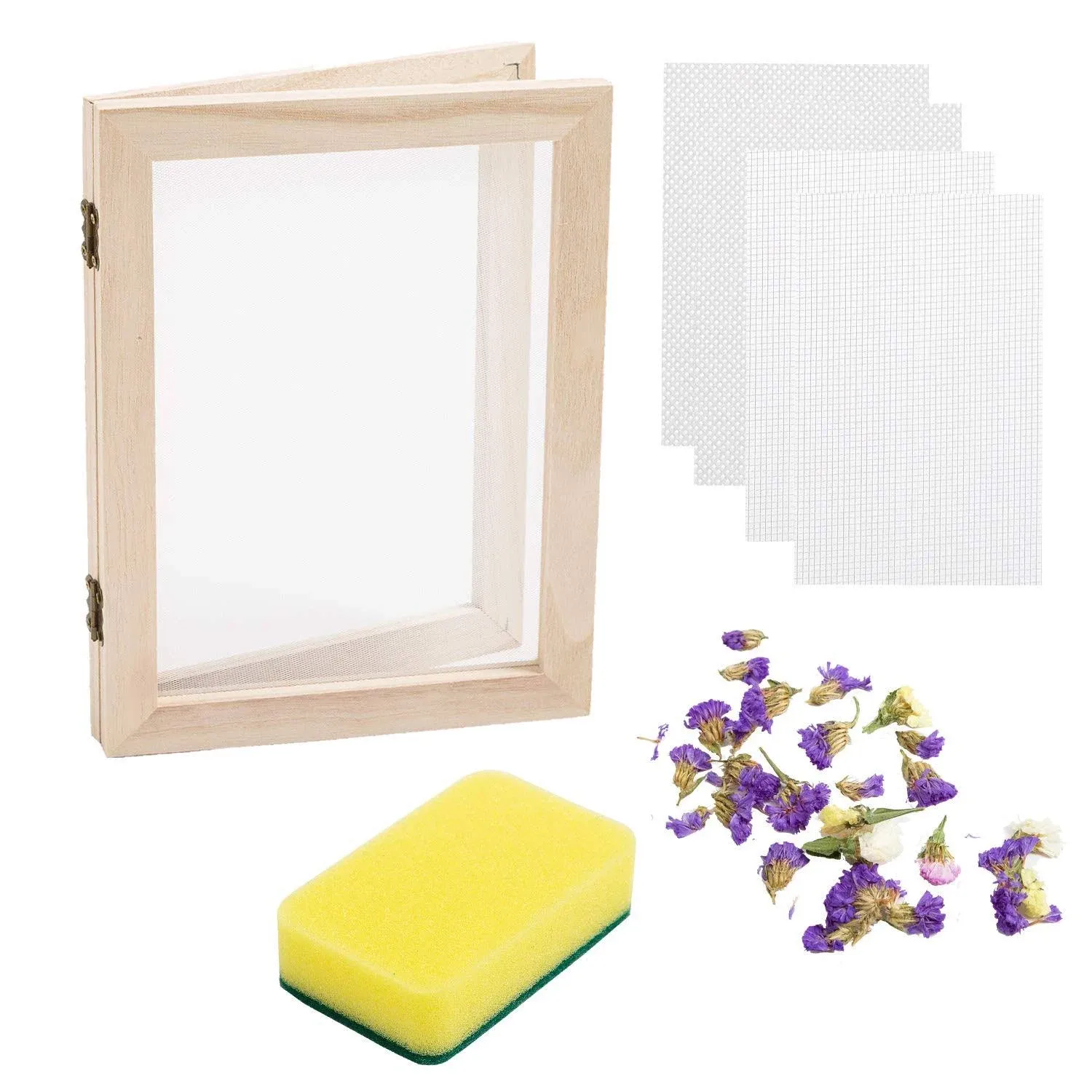 Eage Paper Making Screen Frame, A5 Size 7.5 x 9.8 Inch Wooden Papermaking Mould Kit for DIY Paper Craft and Dried Flower Handcraft