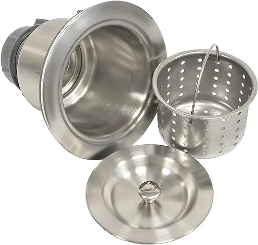 Coflex Extra Deep Cup Sink Basket Strainer with Sealing Lid, 304 Stainless Steel, Brushed Nickel Finish