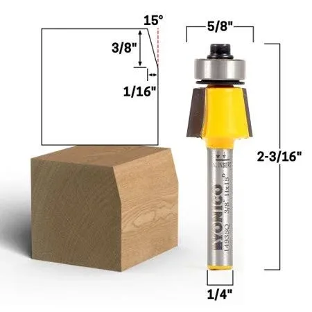 4 Degree Bevel Trim Router Bit - 1/4&#034; Shank - Yonico 14938q