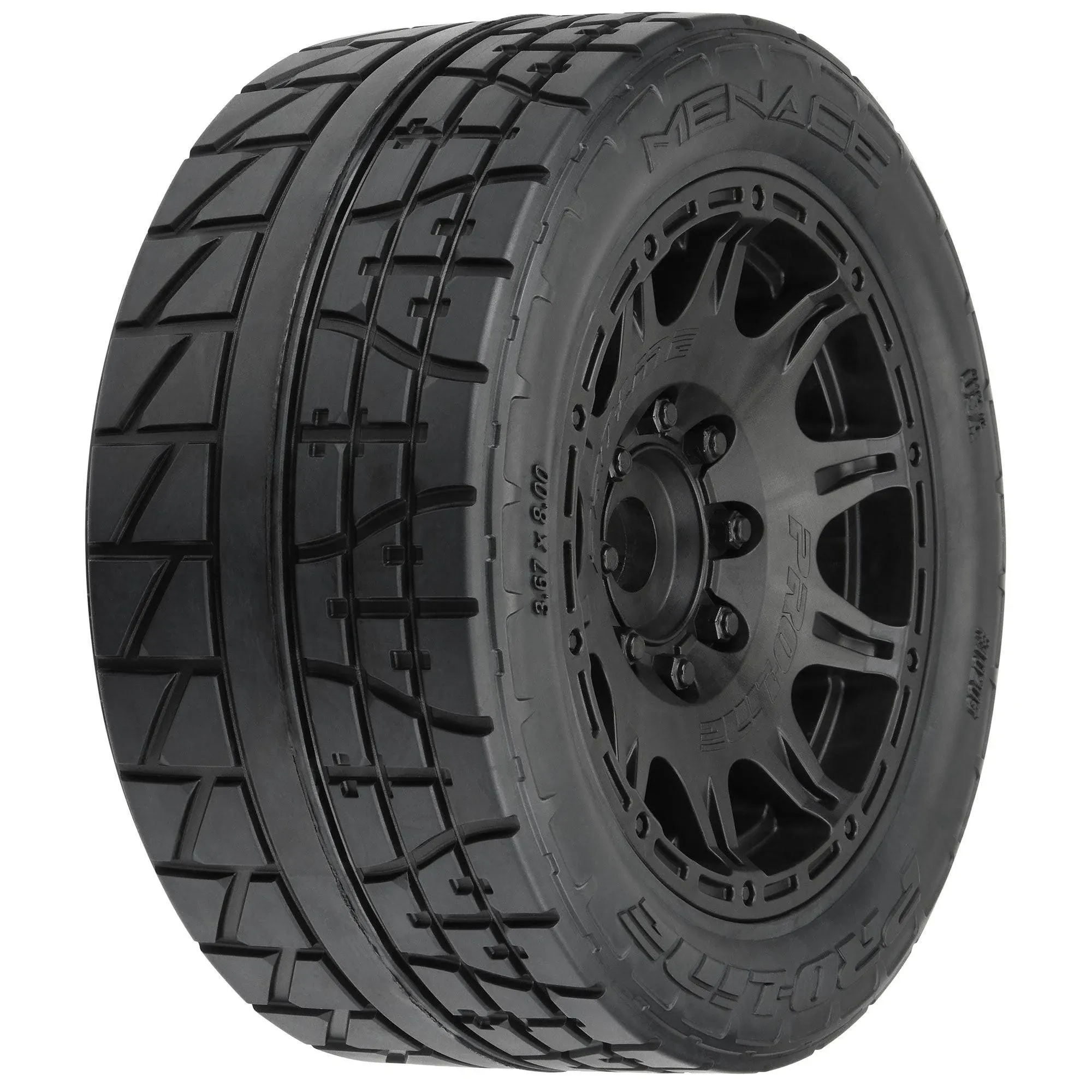 Pro-Line 1/6 Menace HP Belted Fr/Rr 5.7" MT Tires Mounted 24mm Blk Raid PRO1020510