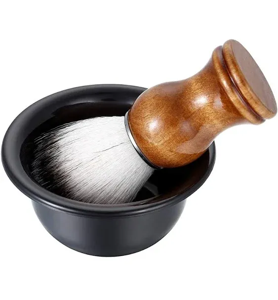 Aethland Men's Shaving Brush and Bowl Set, 3 in 1 Synthetic Shaving Brush with Alloy Shaving Stand & Shaving Soap Bowl Shave Brush Kit for Men Husband Father Birthday Boyfriend Valentines Day Gifts