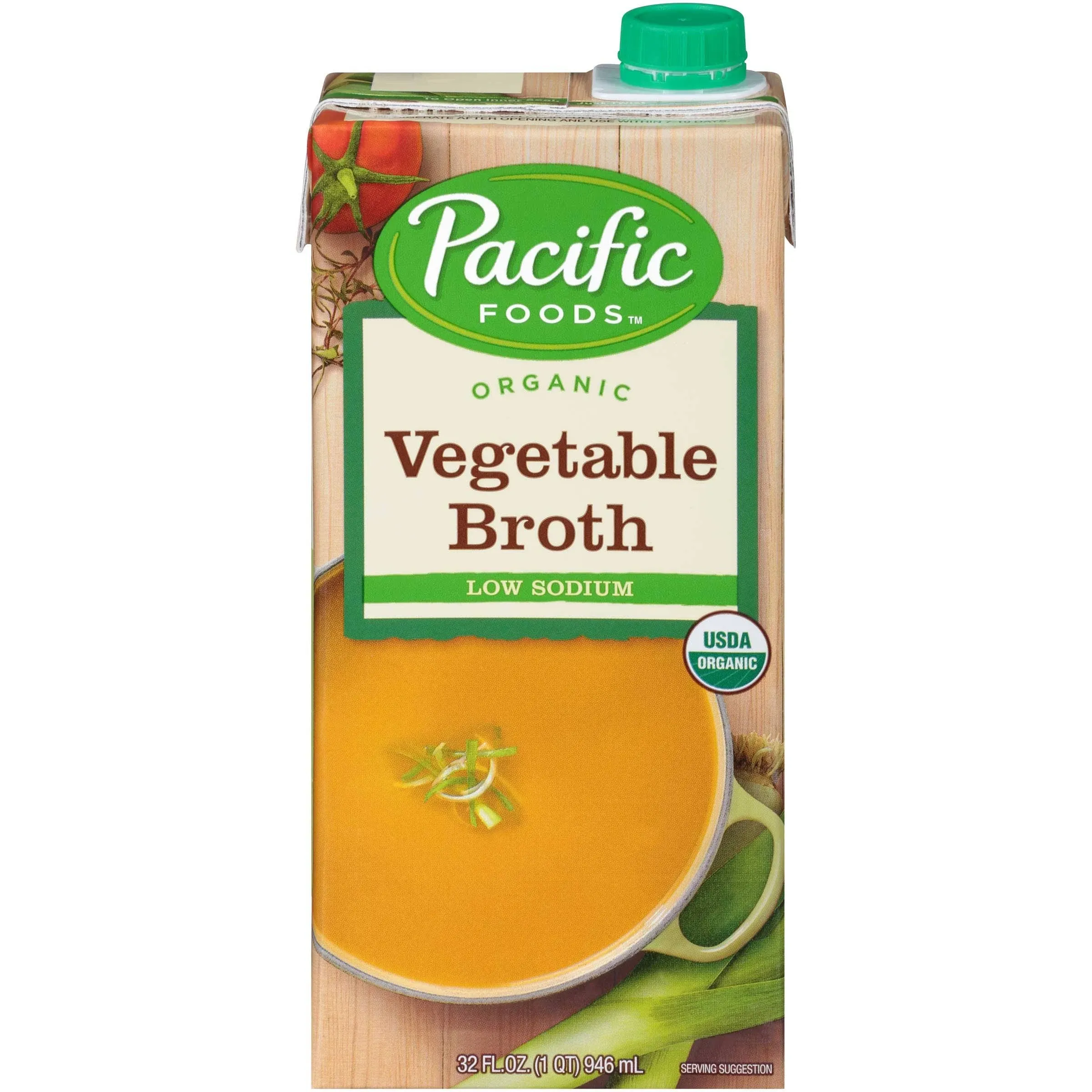 Low Sodium Organic Vegetable Broth, 32 oz Carton (Case of 12)