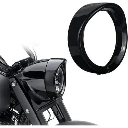 Visor Style 7 inch Headlamp Trim Ring Fit Harley fl Softail Street Electra Glide ...