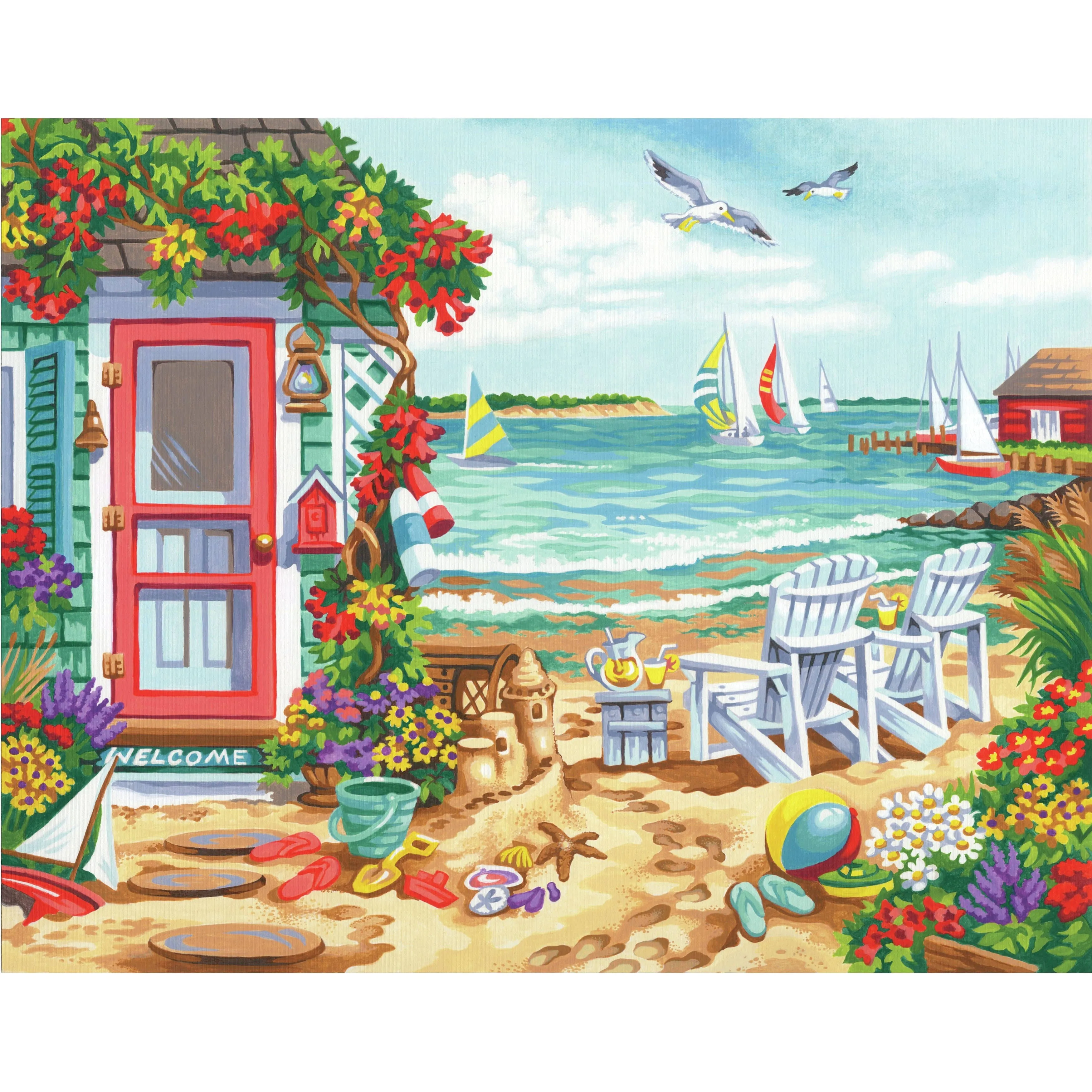 Dimensions Summertime Beach Paint by Numbers Kit for Kids and Adults, 11'' x 14''