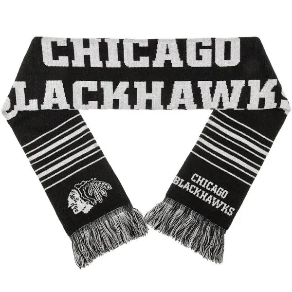 Forever Collectibles NHL Chicago Blackhawks 2 Sided Knit Wordmark Logo Scarf