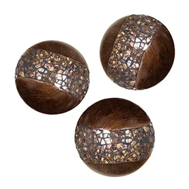 Schonwerk Set of 3 Decorative Orbs for Bowls and Vases (Walnut)