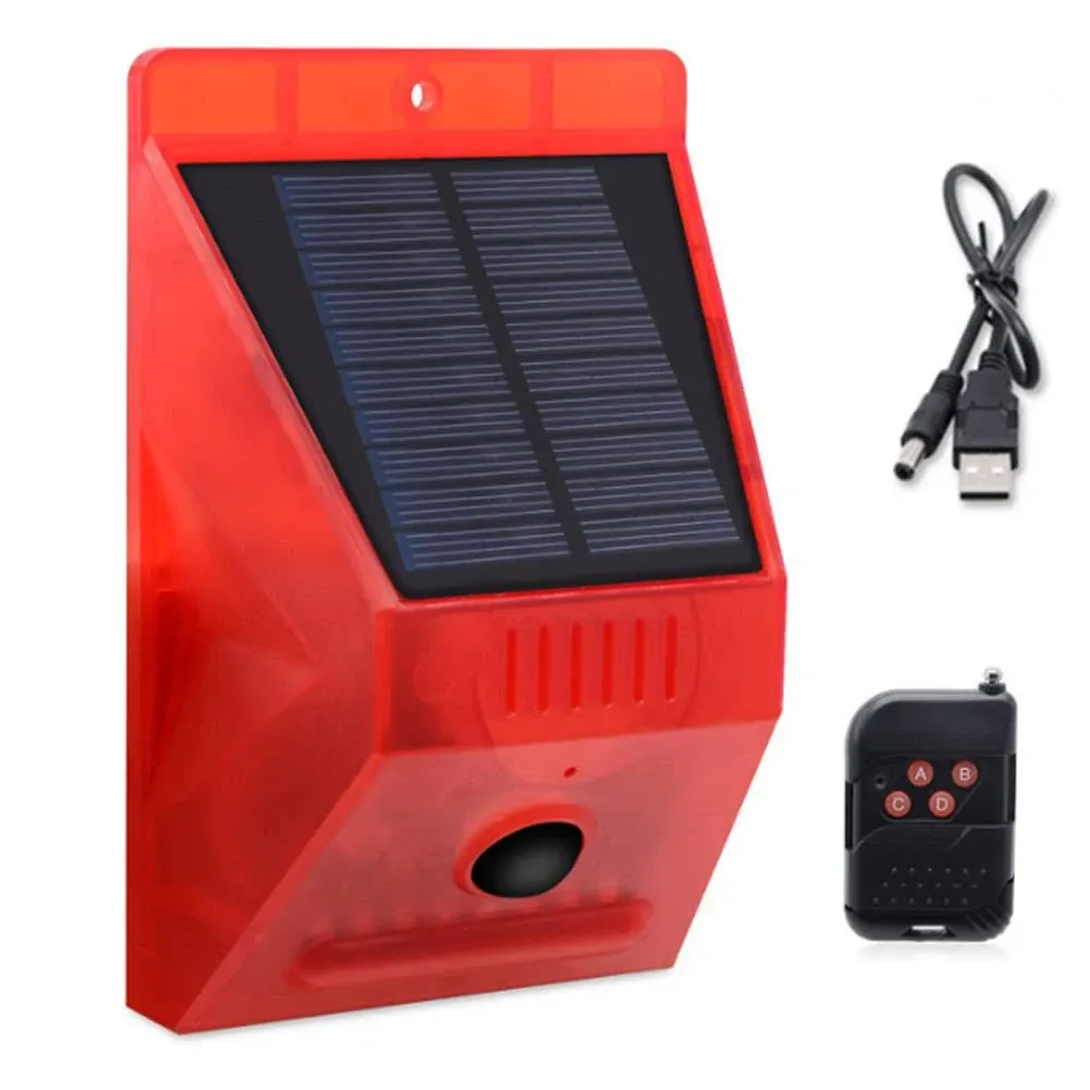 Solar Strobe Light with Remote Controller Motion Detector Outdoor Alarm Light ...