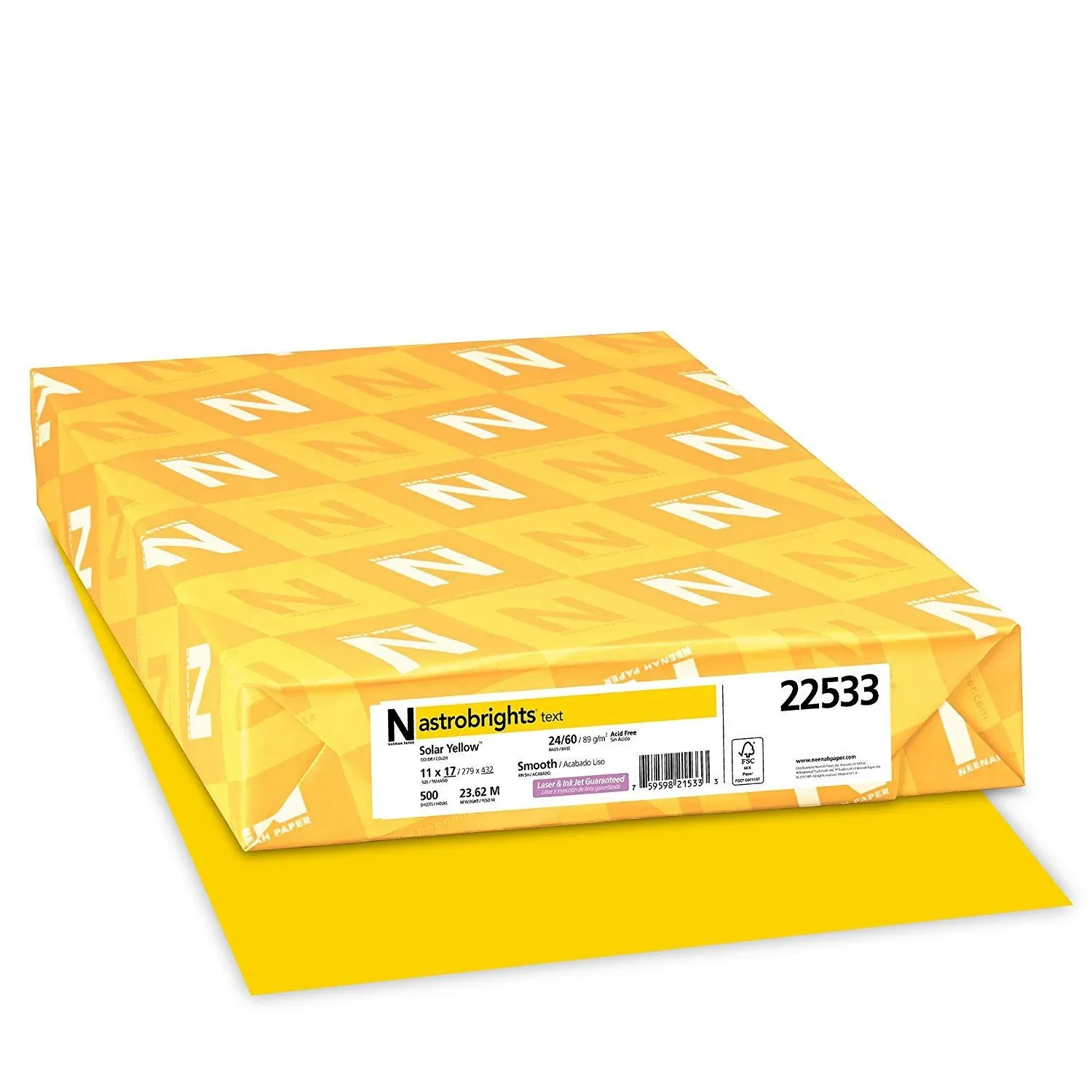 Wausau Astrobrights Heavy Duty Paper, 24 lb, 11 x 17 Inches, Solar Yellow, 500 ...