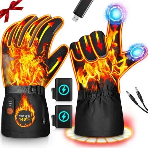 Rechargeable Heated Gloves for Men Women(Battery Include), 3 Modes 7.4V Fast Heating Gloves for Cold Weather, Touch-Screen Work Gloves for Motorcycle Skiing Hiking, Waterproof Winter Gloves