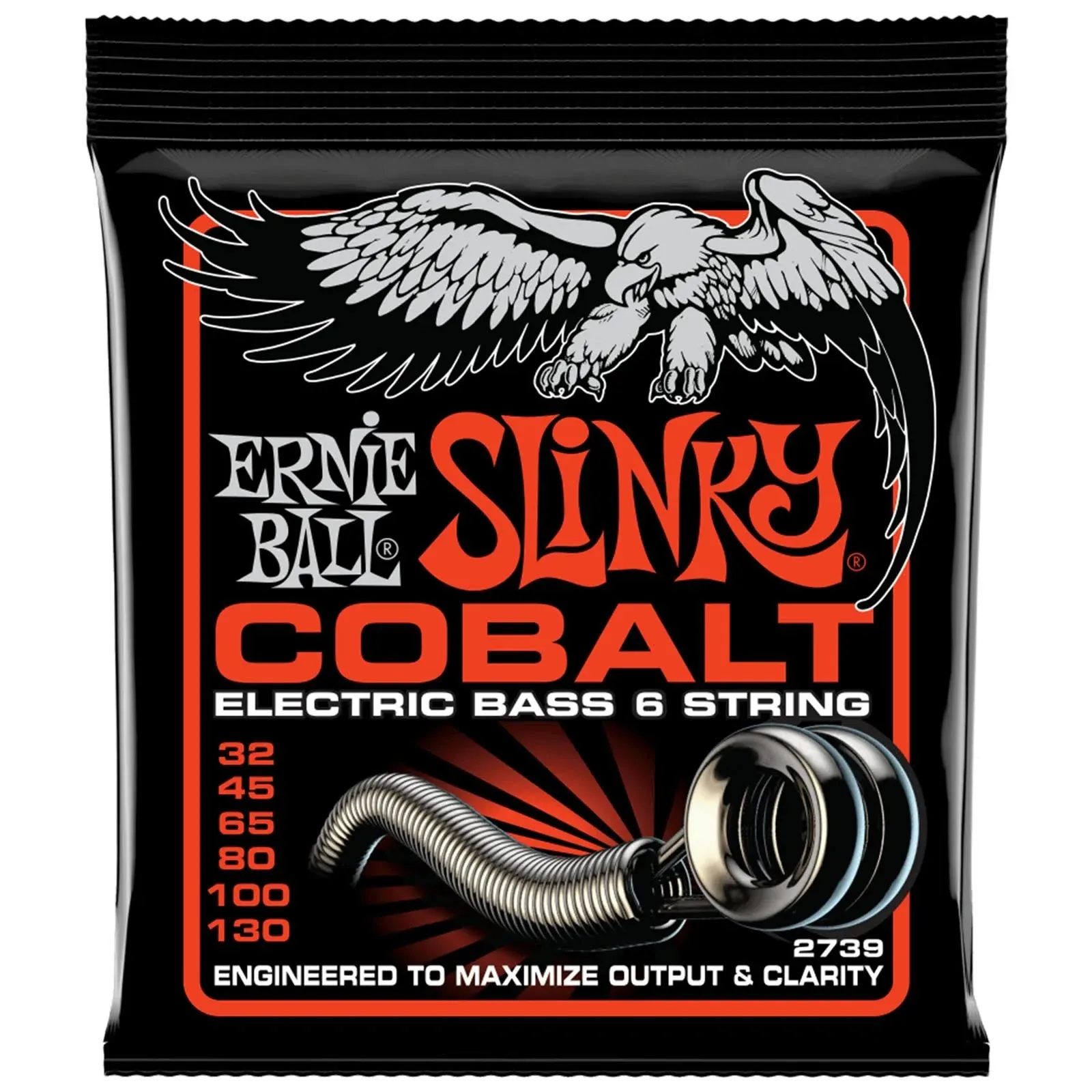 Ernie Ball Slinky Cobalt Round Wound Electric Bass Strings Long Scale - 6-String 32-130 Slinky 2739