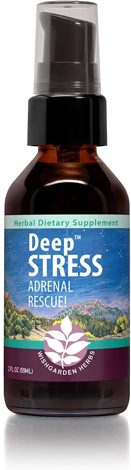 WishGarden Herbs Deep Stress with Ashwagandha - Plant-Based Liquid Herbal Adrenal Support Supplement with Ashwagandha Root and Powerhouse Adaptogens for Stress Relief, Fast-Acting Stress Tincture, 2oz