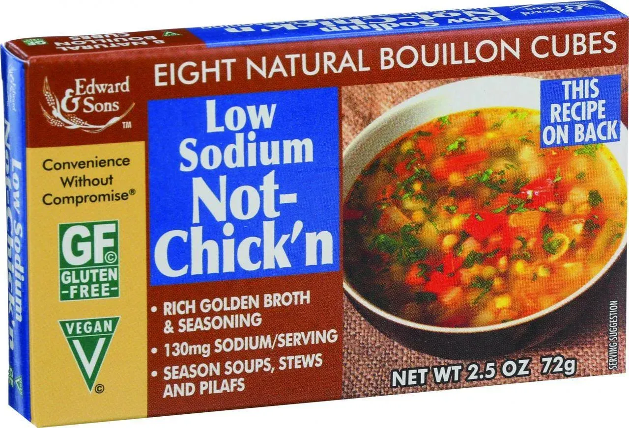 Edward & Sons Not Chicken Low Sodium Bouillon Cubes - 2.5 oz box