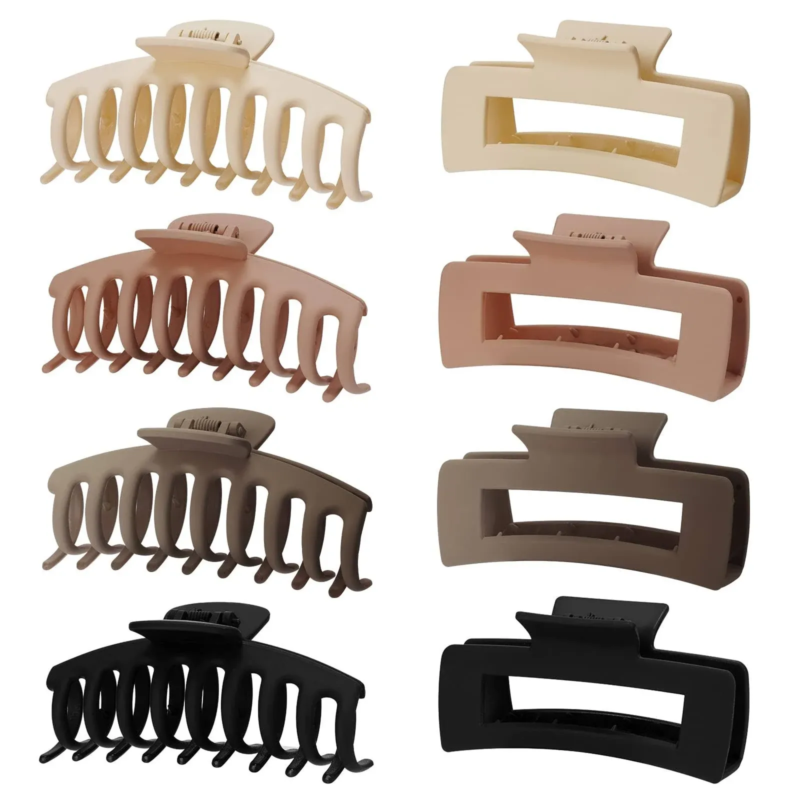 Set of 8 4.3&#034; Hair Clips for Women and Girls - Large Matte Claw Clips with Stron