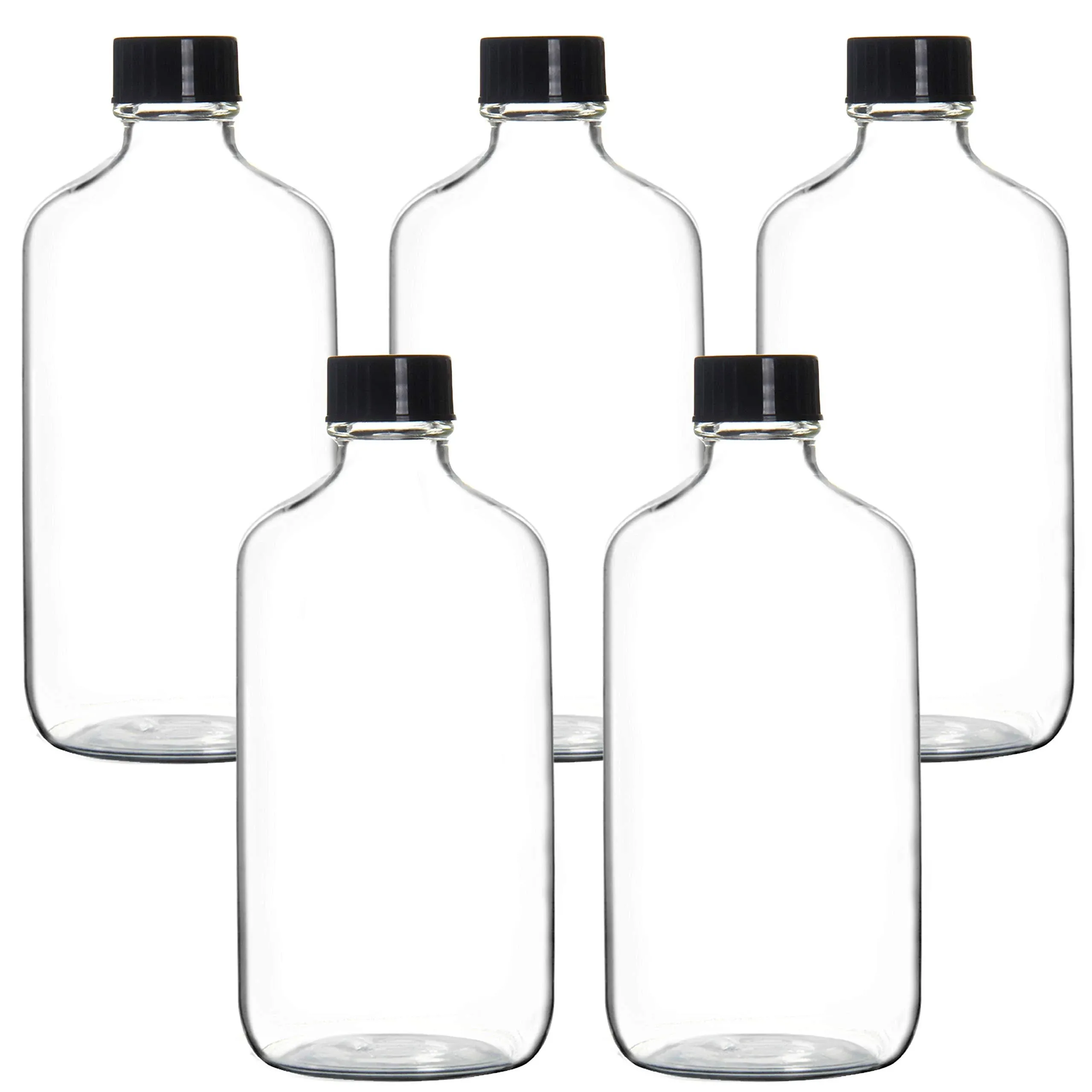 Youngever 5 Pack Empty Glass Bottles with Lids, Refillable Container for Essential Oils and More, 8 Ounce YE390.609