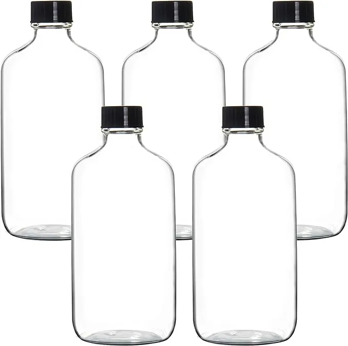 Youngever 5 Pack Empty Glass Bottles with Lids, Refillable Container for Essential Oils and More, 8 Ounce YE390.609