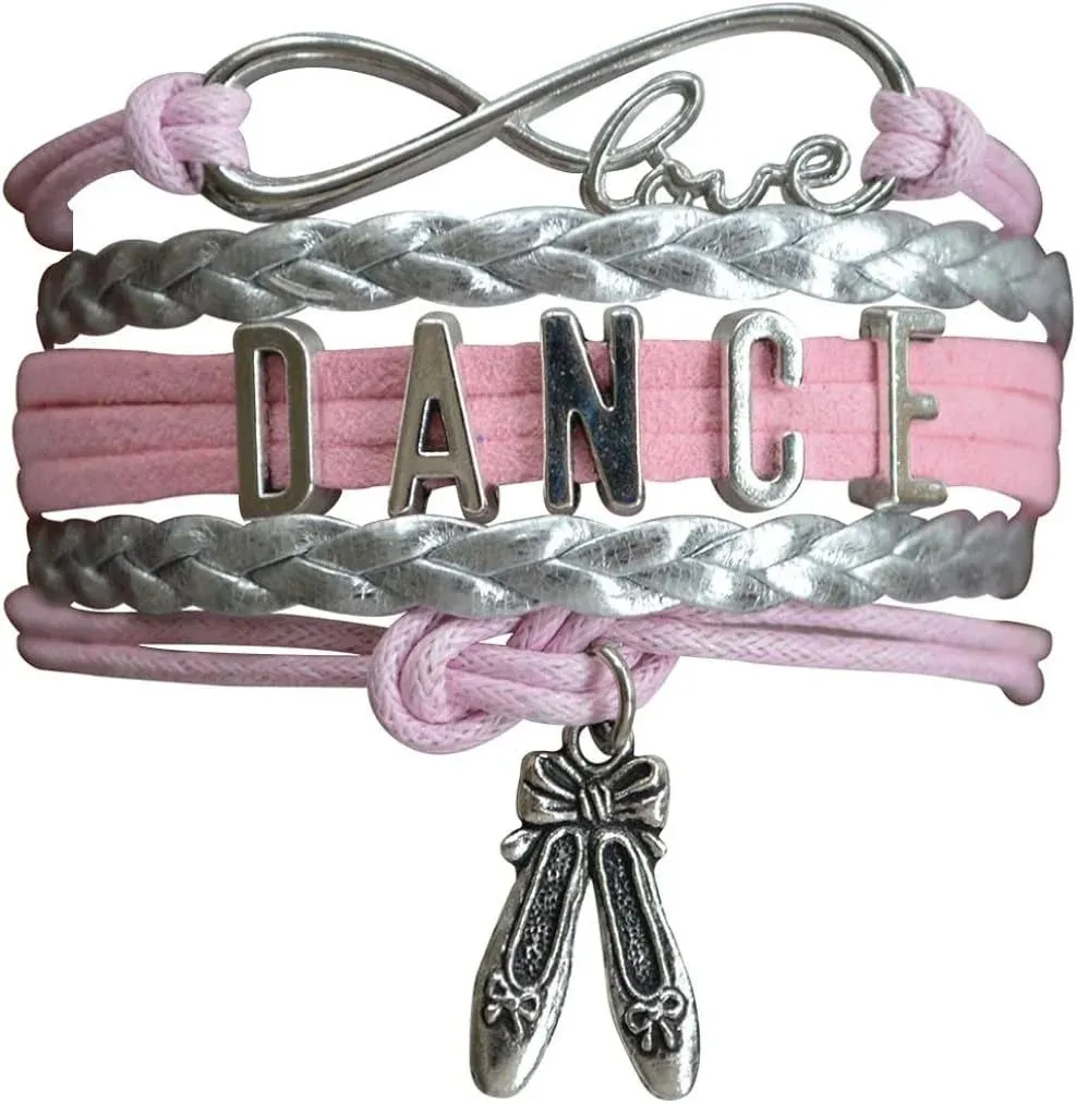 Girls Dance Ballet Slipper Bracelet Pink &amp; Silver