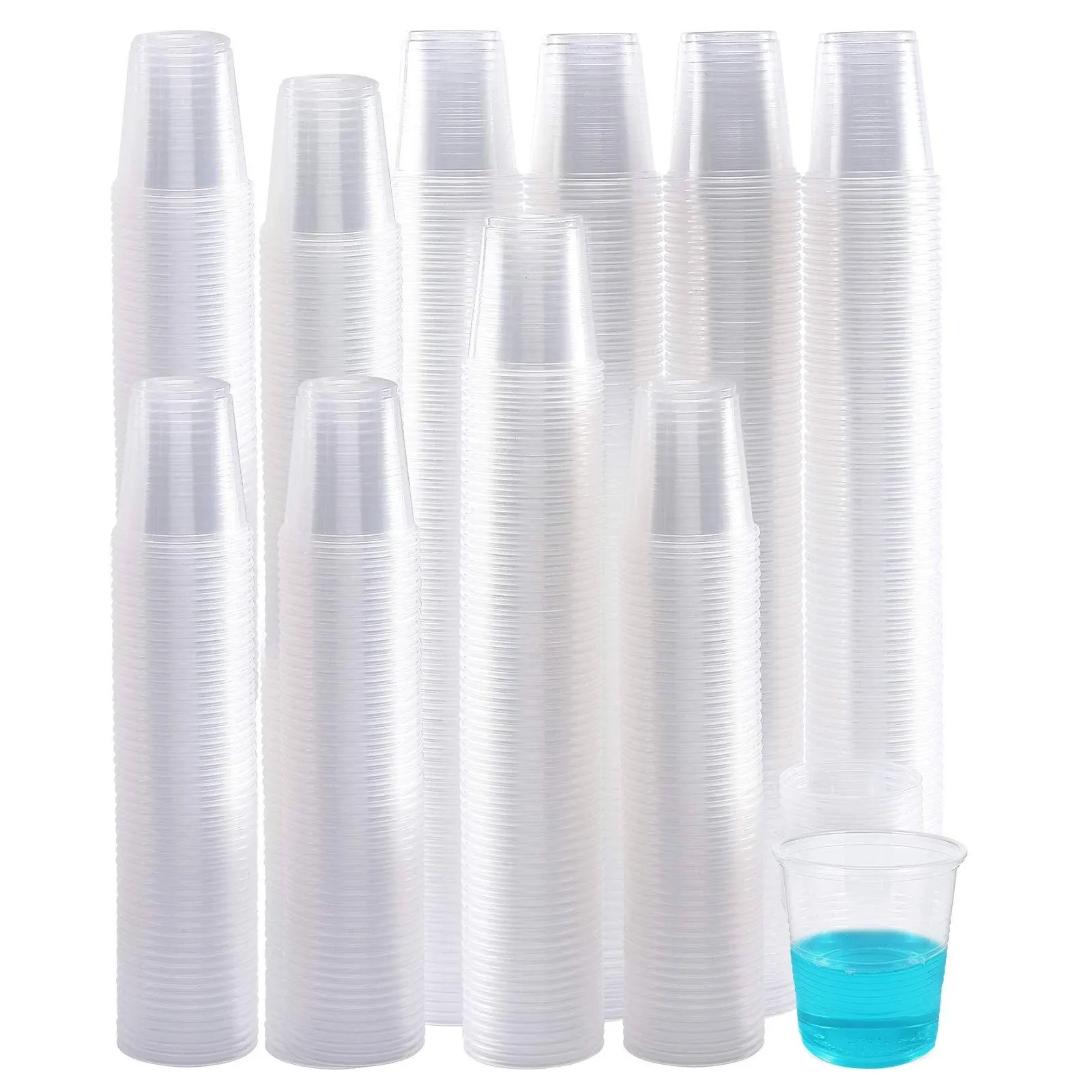 Turbo Bee 500 Pack 5 OZ Clear Plastic Cups，Disposable Mouthwash Cups,5 Ounce Cups-Party Cups Ideal for Whiskey, Drinking Tasting, Food Samples