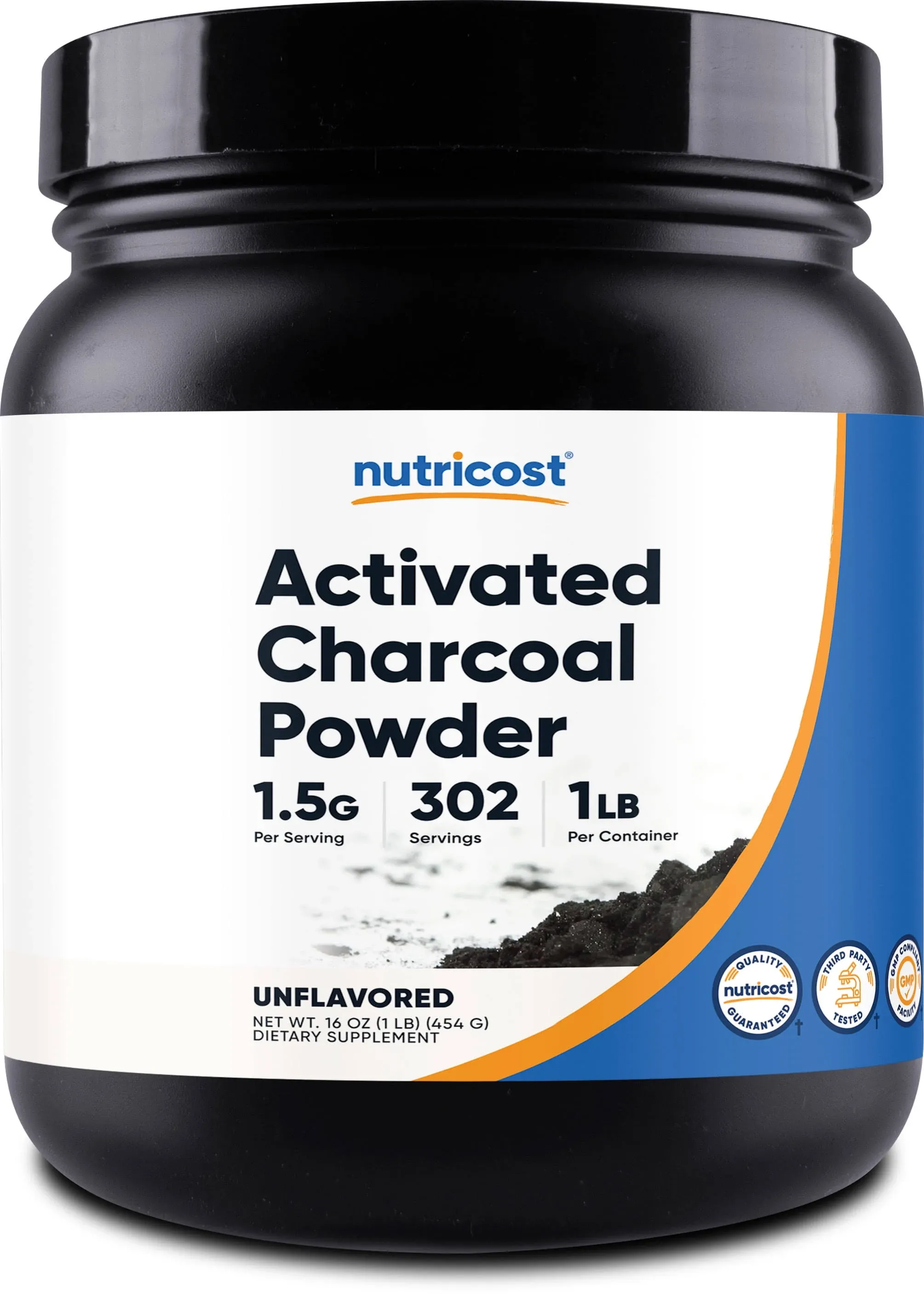 Nutricost Activated Charcoal Powder 1lb - Food Grade Powder, Vegan, Gluten Free, Non-GMO