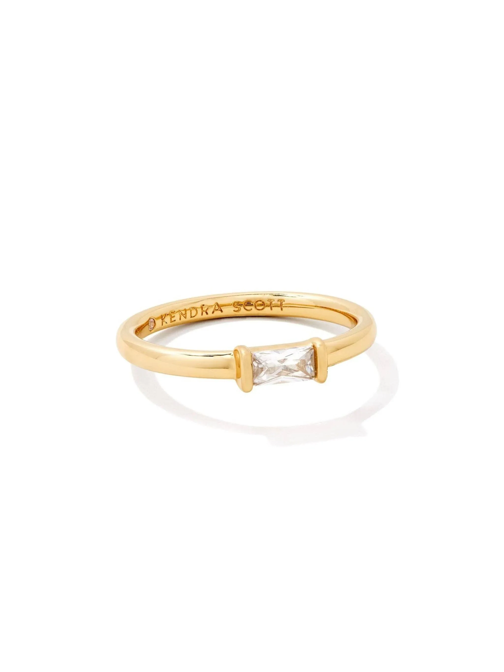 Juliette Gold Band Ring in White Crystal