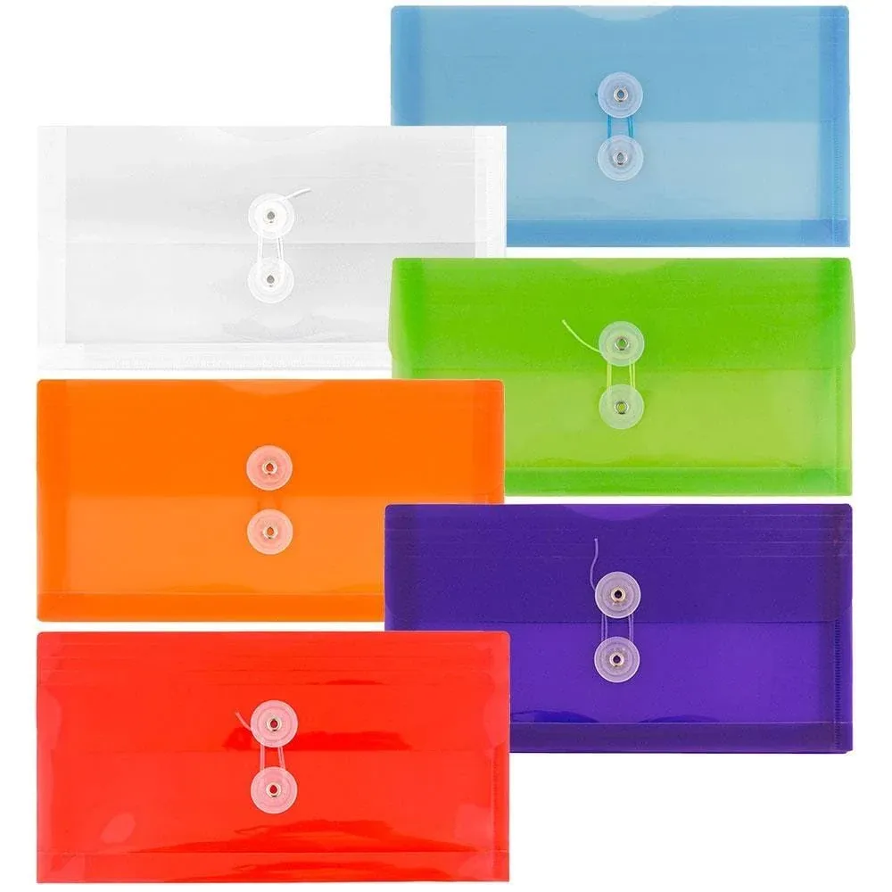 JAM Paper Plastic Envelopes w/Button and String #10 Business Booklet 5.25x10