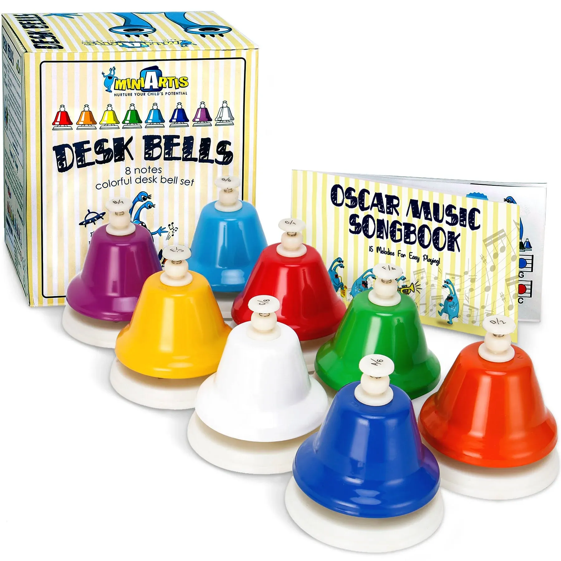 Desk Bells for Kids | Educational Music Toys for Toddlers 8 Notes Colorful Hand 