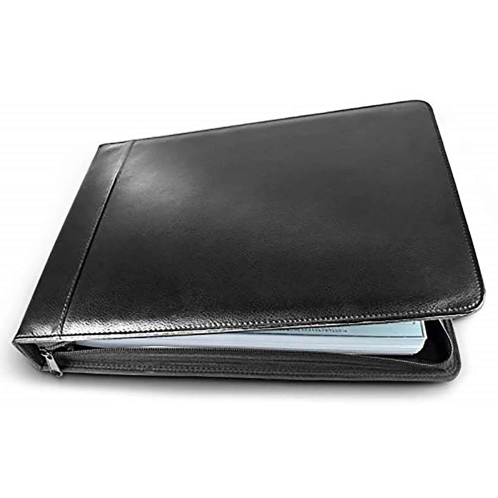 Executive Business Check Binder PU Leather 7 Ring Checkbook Cover (3 Checks on a Page) with Zipper