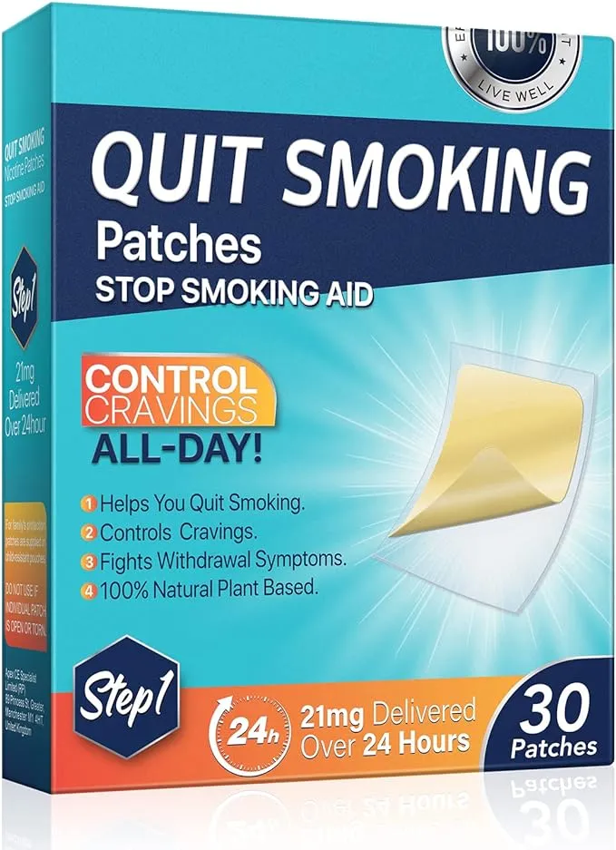 Stop Aid Patches, Helping Quit Patch, Step 1, 30 Patches, 21mg Delivered Over 24 Hours, Easy and Effective Anti-Stickers, Best Product to Help Stop (Step 1)