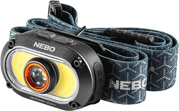 NEBO MYCRO USB Rechargeable, Adjustable LED Headlamp & Cap Light, Bright Spot Light for Camping, Hiking, Caving, Fishing with Adjustable Head Strap and Cap Clip, IPX4 Water Resistant