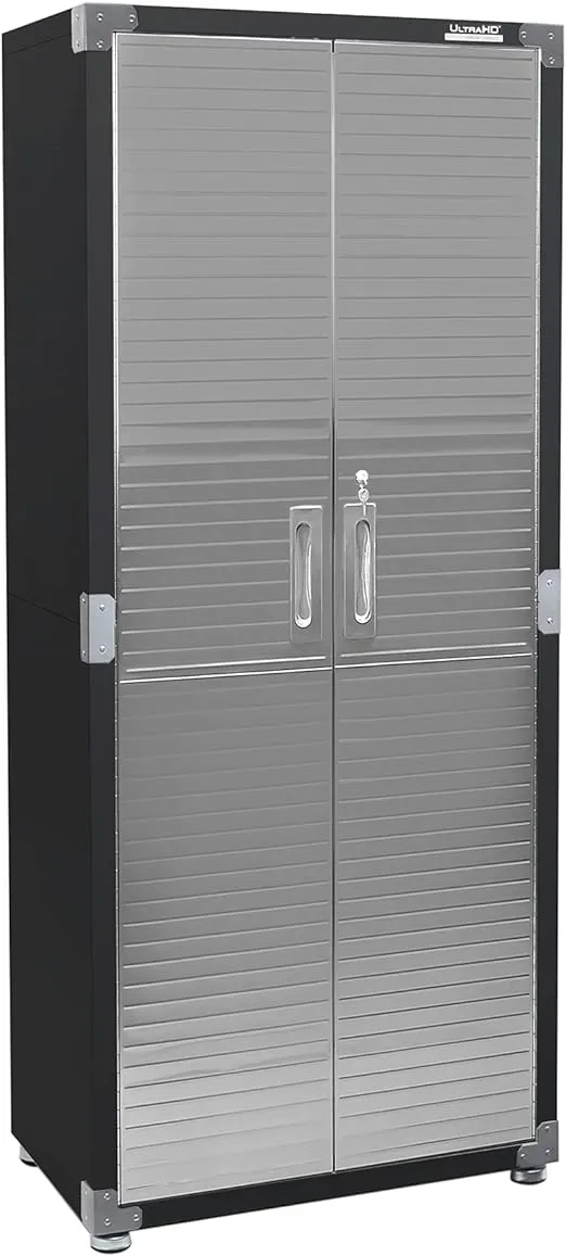 Seville Classics UltraHD Solid Steel Lockable Metal Storage Cabinet Locker Organizer, w/Adjustable Shelves for Garage, Warehouse, Office, Classroom, Granite, 30" W x 18" D x 72" H