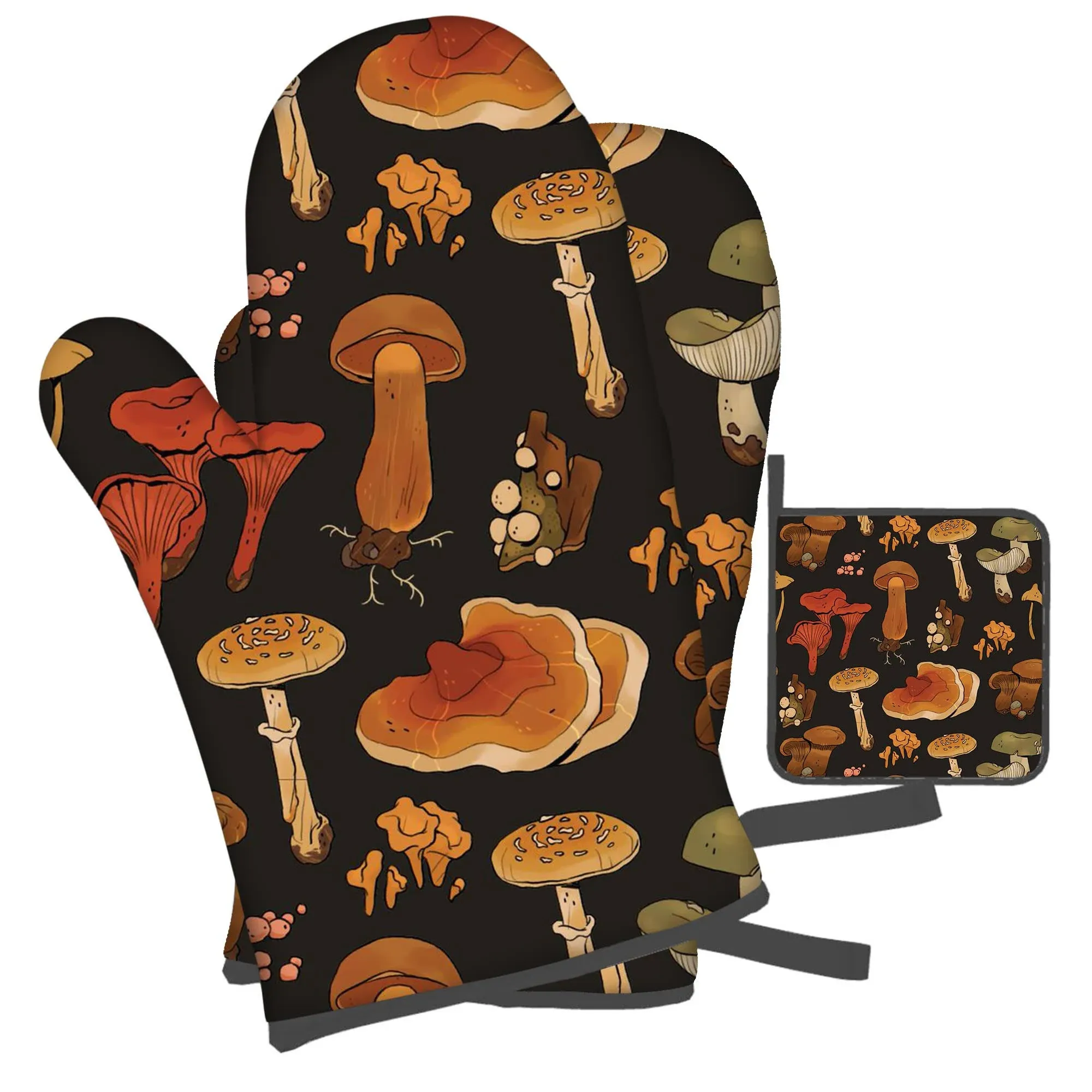 Mushroom Oven Mitts And Pot Holders Sets Funny Kitchen Oven Mitts Heat Resistant