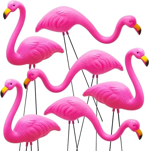 JOYIN | Small Pink Flamingo Yard Ornament, Set 6