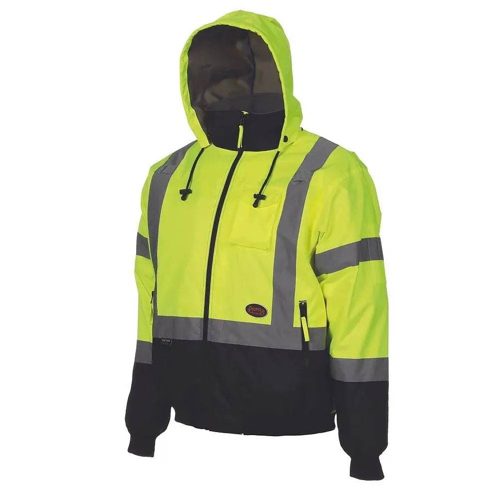 Pioneer Hi-Vis Insulated Safety Bomber - Waterproof Winter Work Jacket for Men and Women - Insulated Hi-Vis Yellow