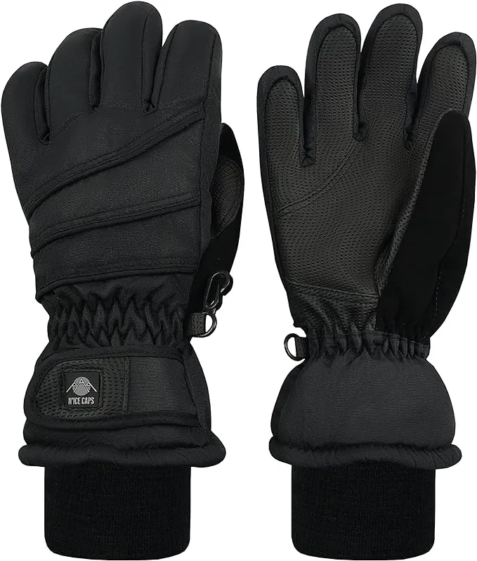 N&#039;Ice Caps Kids Waterproof Thinsulate Warm Winter Snow/Ski Gloves Black Teen