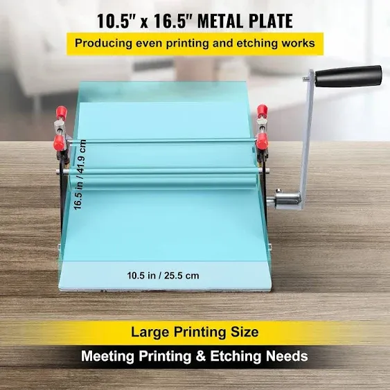 VEVOR Basic Etching Press, Printing Size 11"L x 10"W x 6.8"H, All Metal Construction Etching Press, Professional Printmaking Press for Monotype Printmaking and Etching