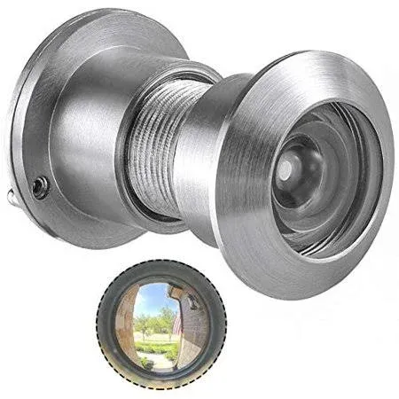 Earl Diamond - Solid Brass Door Viewer Peephole, 220-degree Door Viewer with Heavy Duty Rotating Privacy Cover for 1-21/32" to 2-1/8" Doors for Home Office Hotel, Satin Nickel Finish