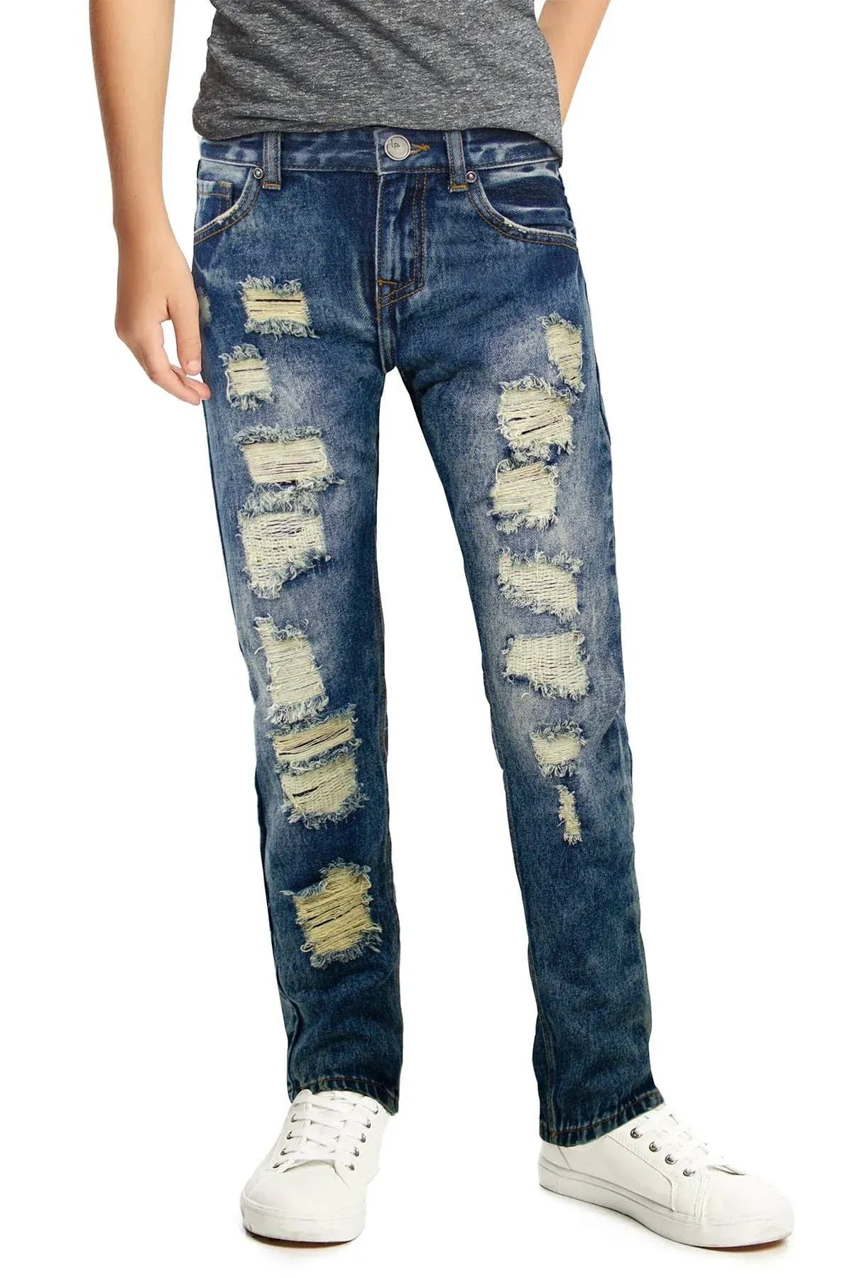 X RAY Boy&apos;s Slim Fit Heavy Rips Denim Pants