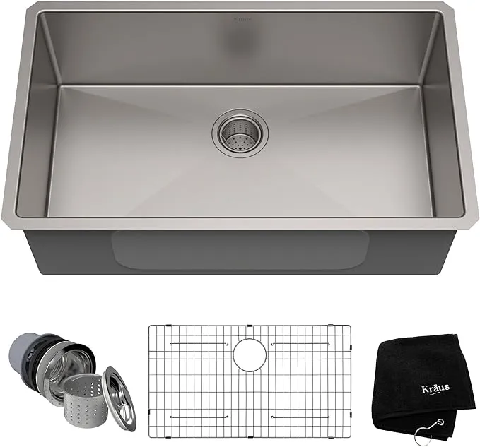 Kraus Handmade Undermount 32-in x 19-in Stainless Steel Single Bowl Kitchen SinkKraus Handmade Undermount 32-in x 19-in Stainless Steel Single Bowl Kitchen Sink