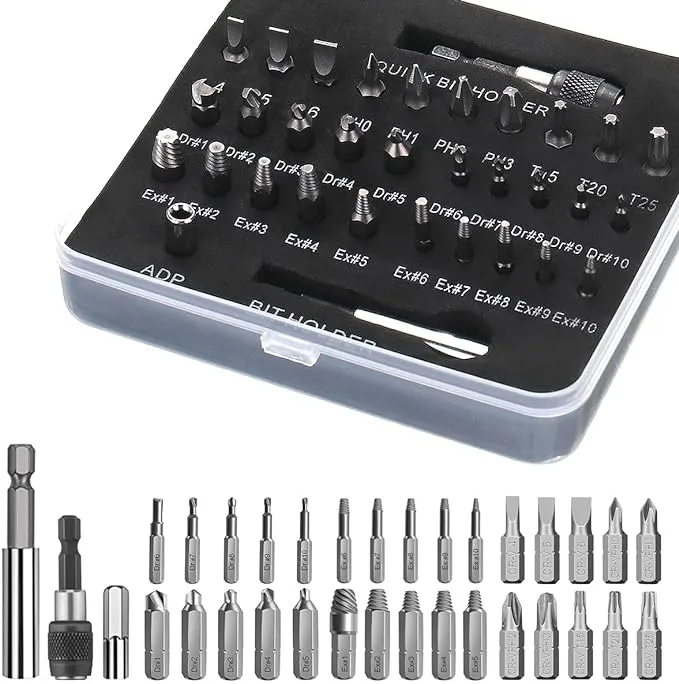 33-Piece Damaged Screw Extractor Kit - Easy Out, Stripped Screw Removal Set, Ext