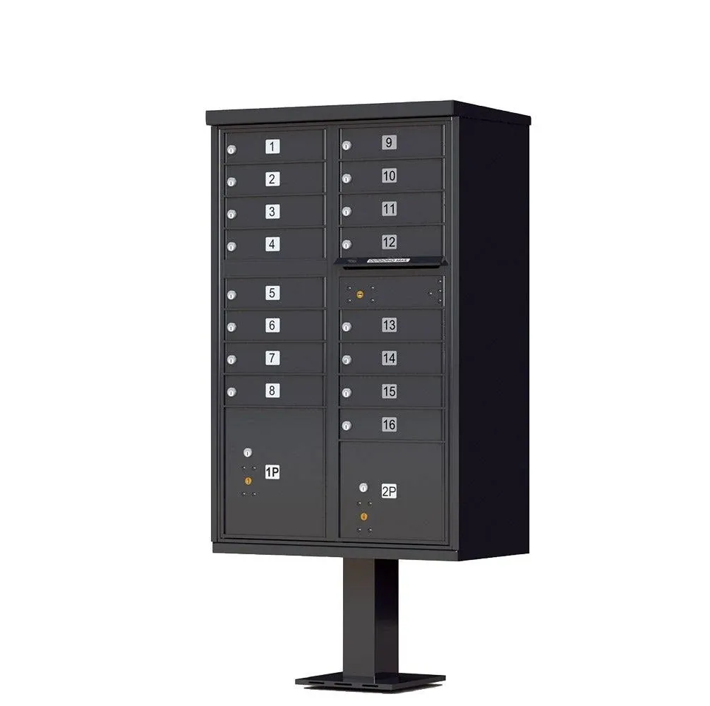 Vital 16 Door CBU Cluster Mailbox - Black