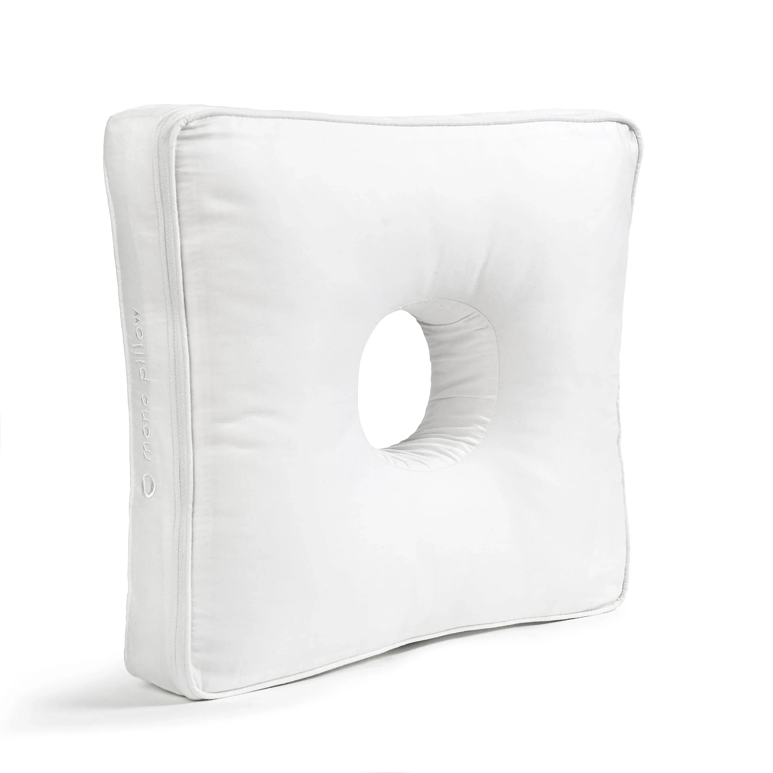 A Small Side Sleeper Pillow with an Ear Hole