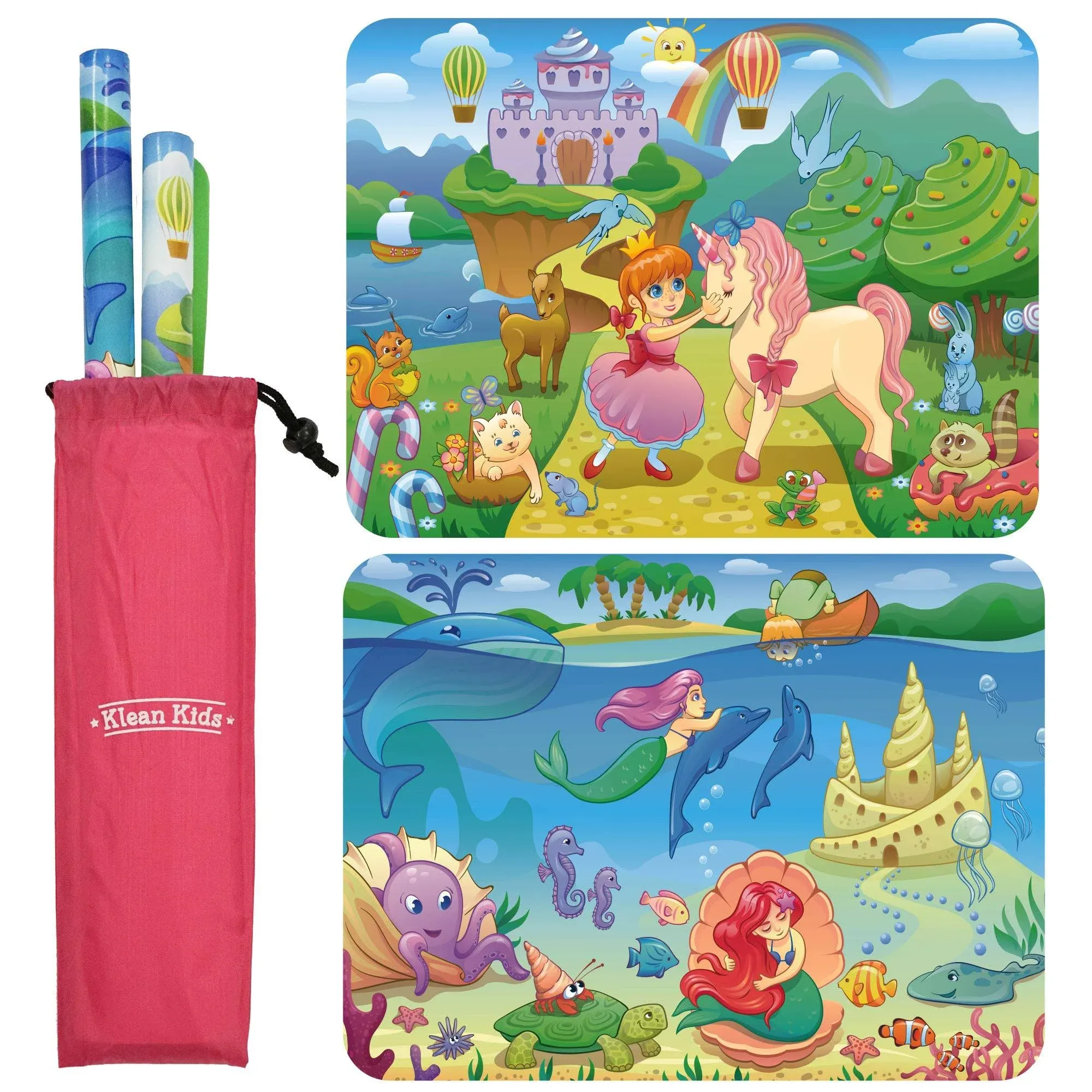 Klean Kids Mermaid and Princess Silicone Placemats